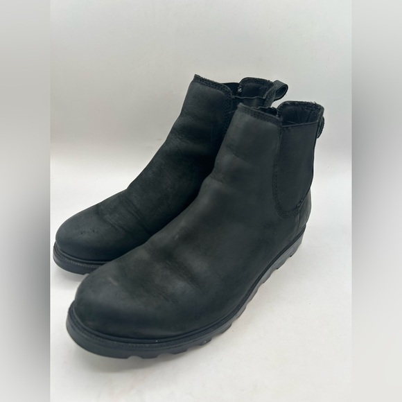 Sorel Women's Ainsley Boot Size 10.5 Waterproof  Chelsea Pull On Black Leather - Picture 4 of 10